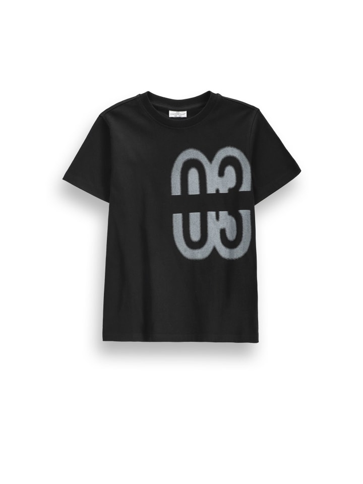 Baumwoll-T-Shirt mit kurzen Ärmeln in schwarz
