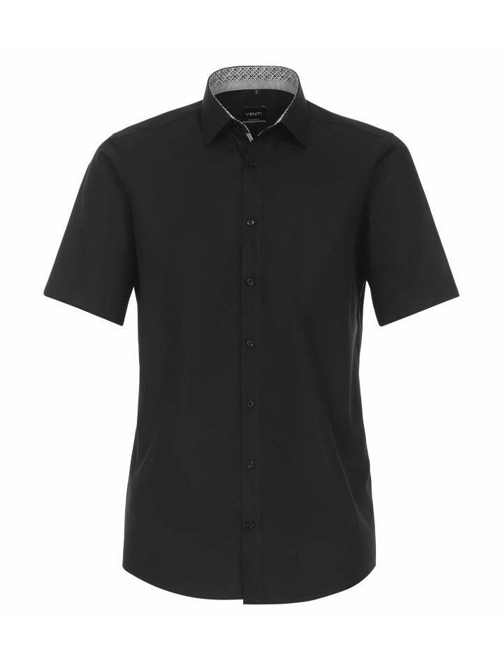 Kurzarm Business Hemd für Herren in schwarz