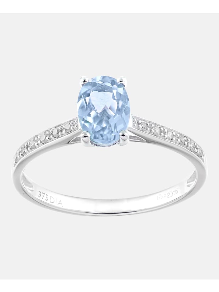 Verlobungsring aus 375 Weißgold mit Diamant mit Topas