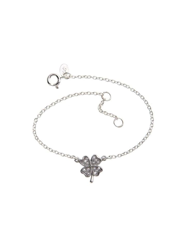 925 Silber Armband "Kleeblatt" mit Zirkonia