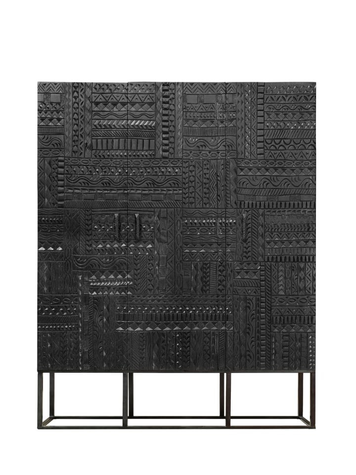 Highboard aus Mangoholz und dunklem Metall in Brown