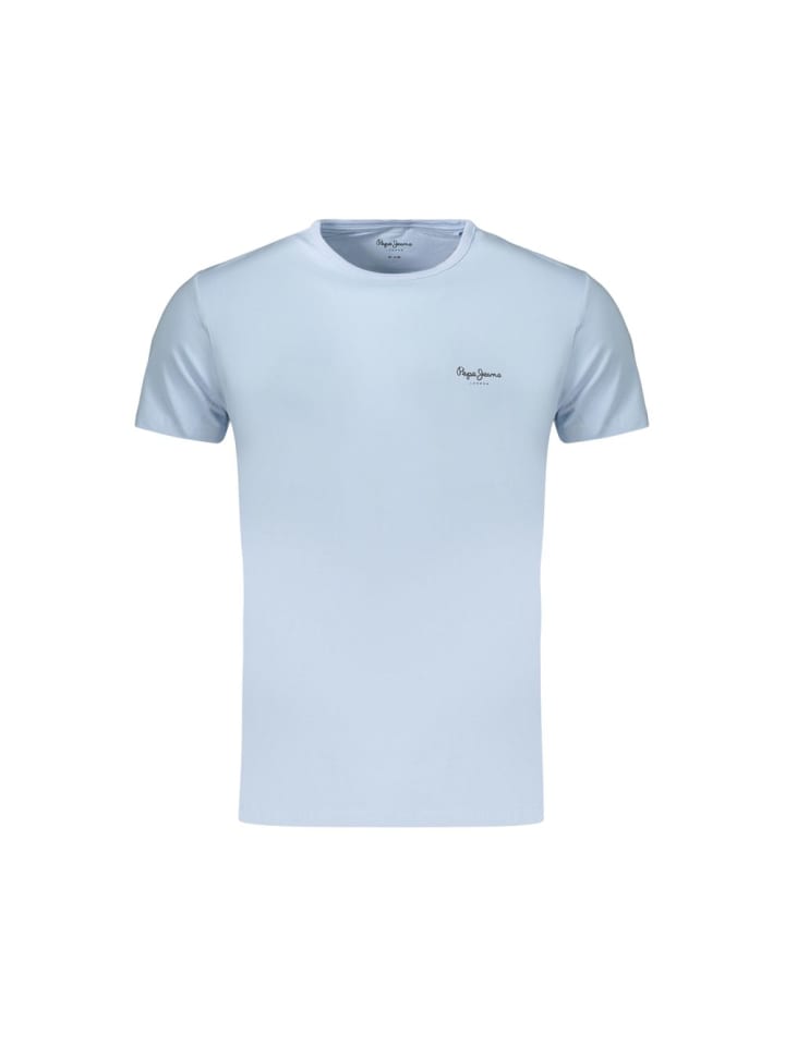 Blau Baumwolle Herren T-Shirt