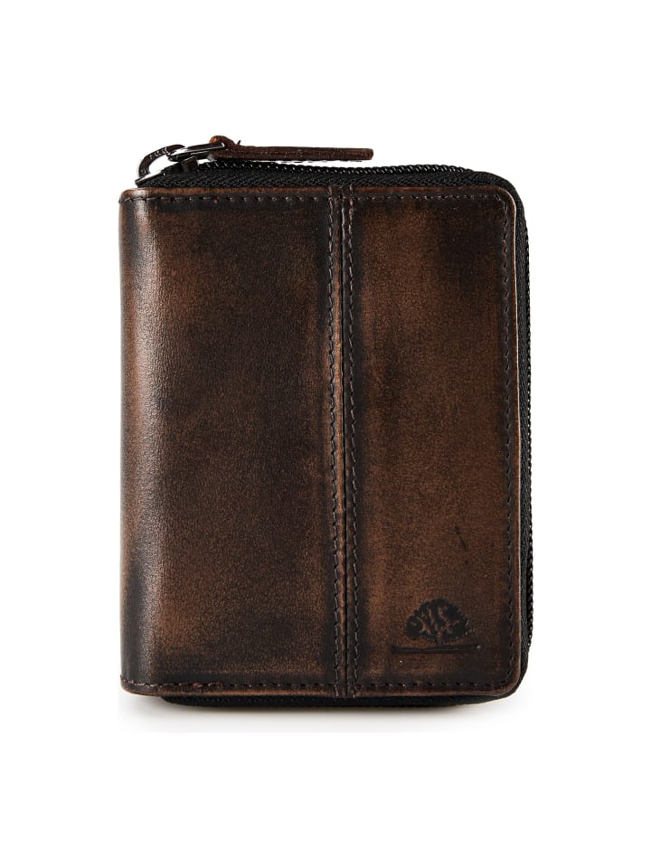 Destressed Geldbörse RFID Schutz Leder 10.5 cm teak brown