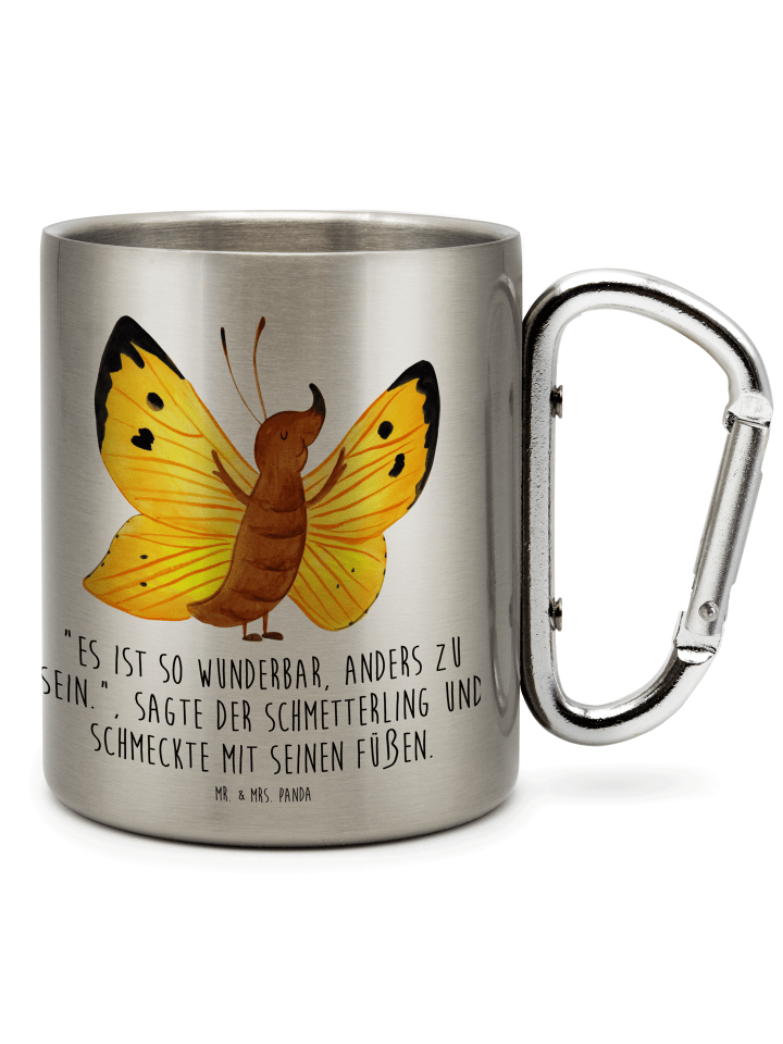 Becher Schmetterling Zitronenfalter mit Spruch in Silber