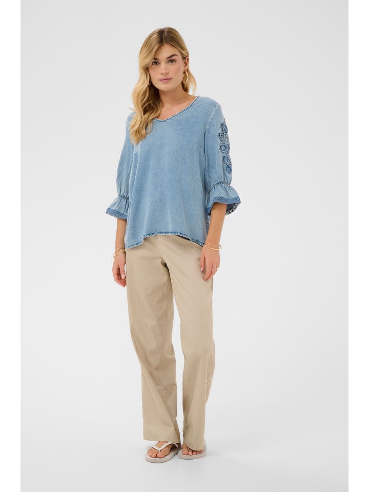 Langarm-Bluse CRBella Regular fit in Seattle Mid Blu Denim