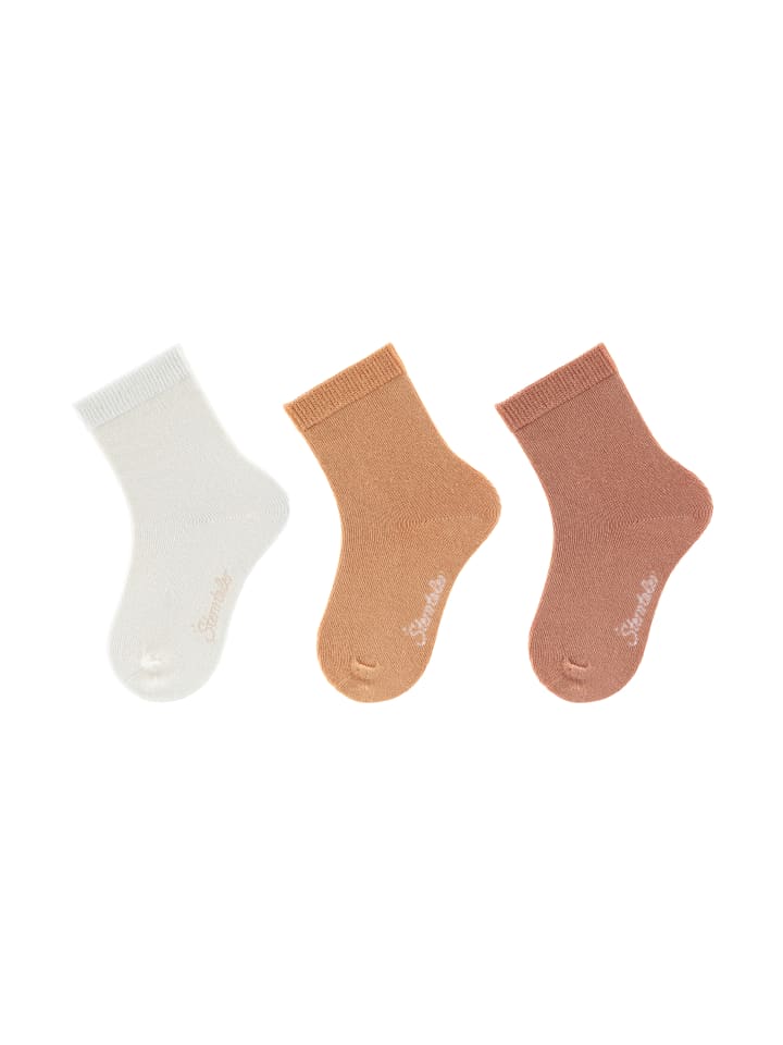 Socken 3er-Pack uni in ecru