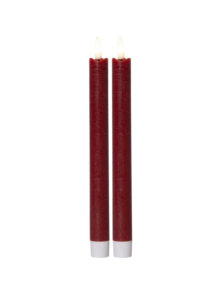 Novaliv Stabkerzen LED mit Timer Rot 2er Indoor mit 6 Stunden Timer - in Rot