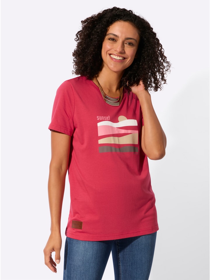 Kurzarm-Shirt in erdbeere-sand