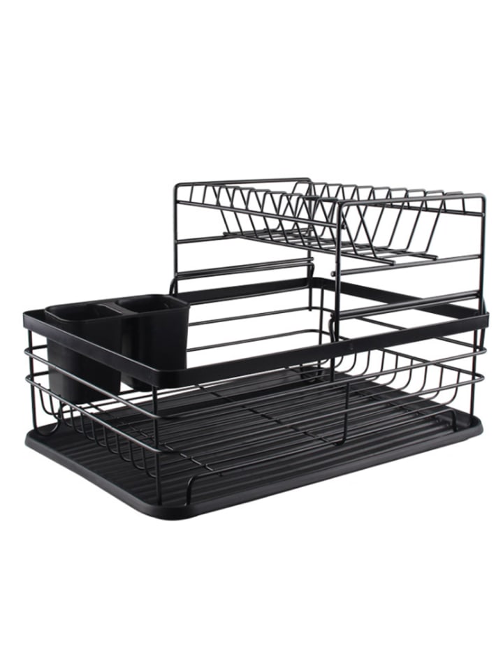 Abtropfgestell Geschirr 2-stöckig in Schwarz 43x32x27 cm