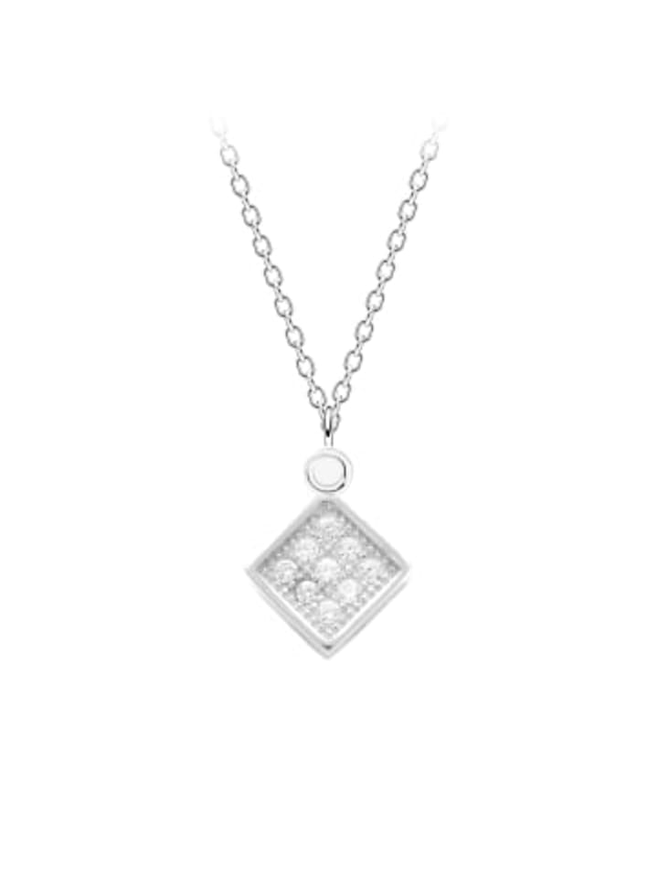 Kette mit Anhänger VIERECK ZIRKONIA rhodiniert in 925 Silber - 2-tlg. in silber