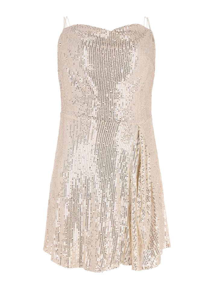 Damen Mini Spaghettikleid in Silber