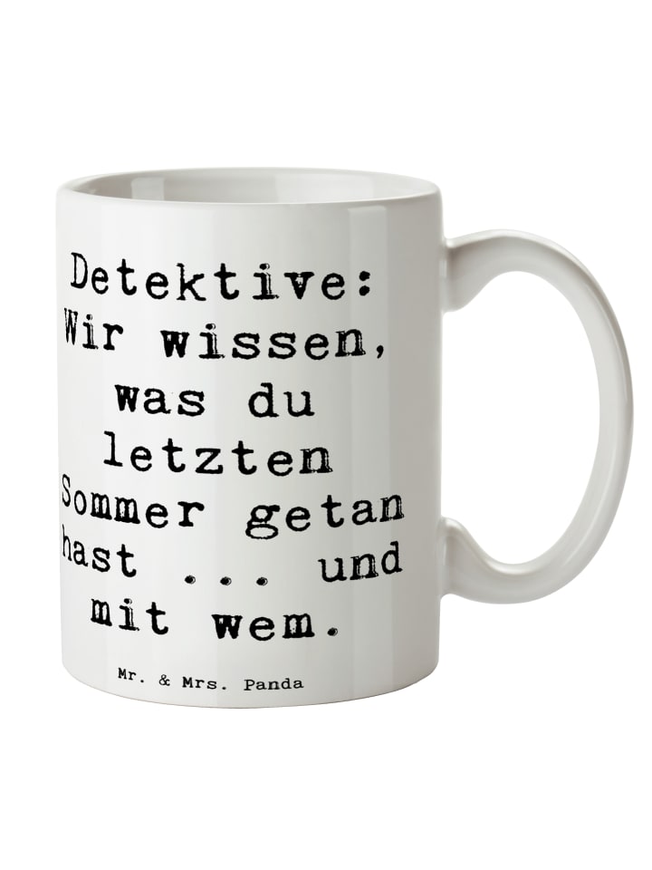 Tasse Detektiv Geheimnisse mit Spruch in Weiß