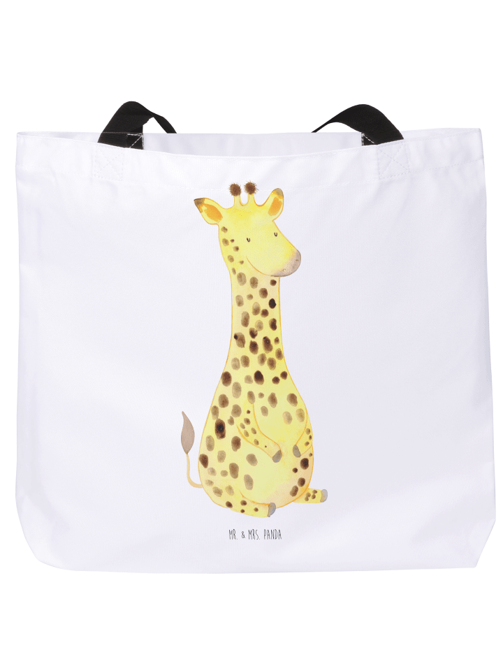 Tote Bag Giraffe Zufrieden ohne Spruch in Weiß