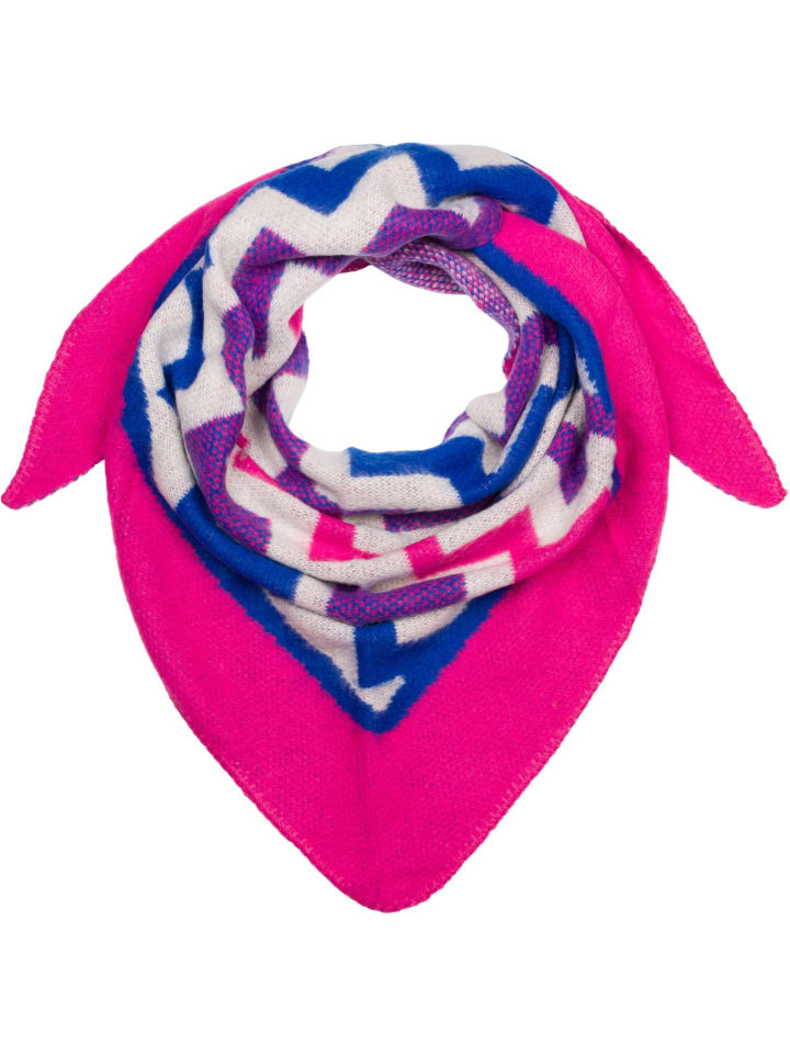 Zick-Zack Dreiecksschal in Pink-Blau