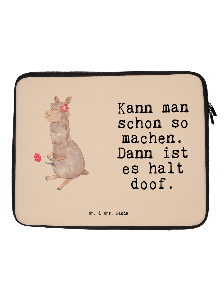 Laptop Tasche Alpaka Blume mit Spruch in Kaktus Grün