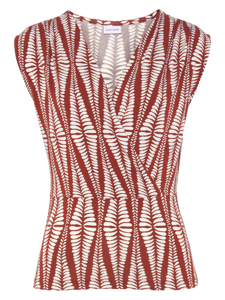Shirttop in terracotta-creme bedruckt