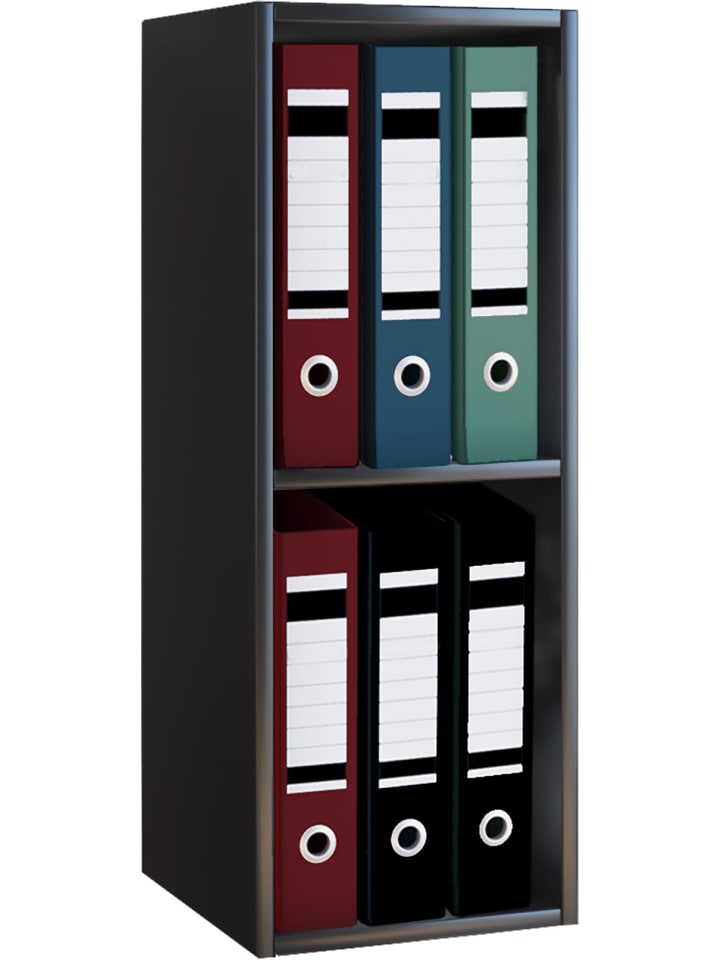 Holz Büro Regal Bücher Ordner Aktenregal Offas 2f in Schwarz