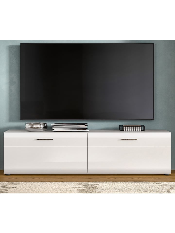 TV-Lowboard weiß Hochglanz, TV Unterteil 160 x 41 cm