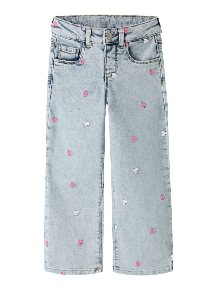 Jeans NMFROSE WIDE EMB JEANS 2633-FR in light blue bleached denim