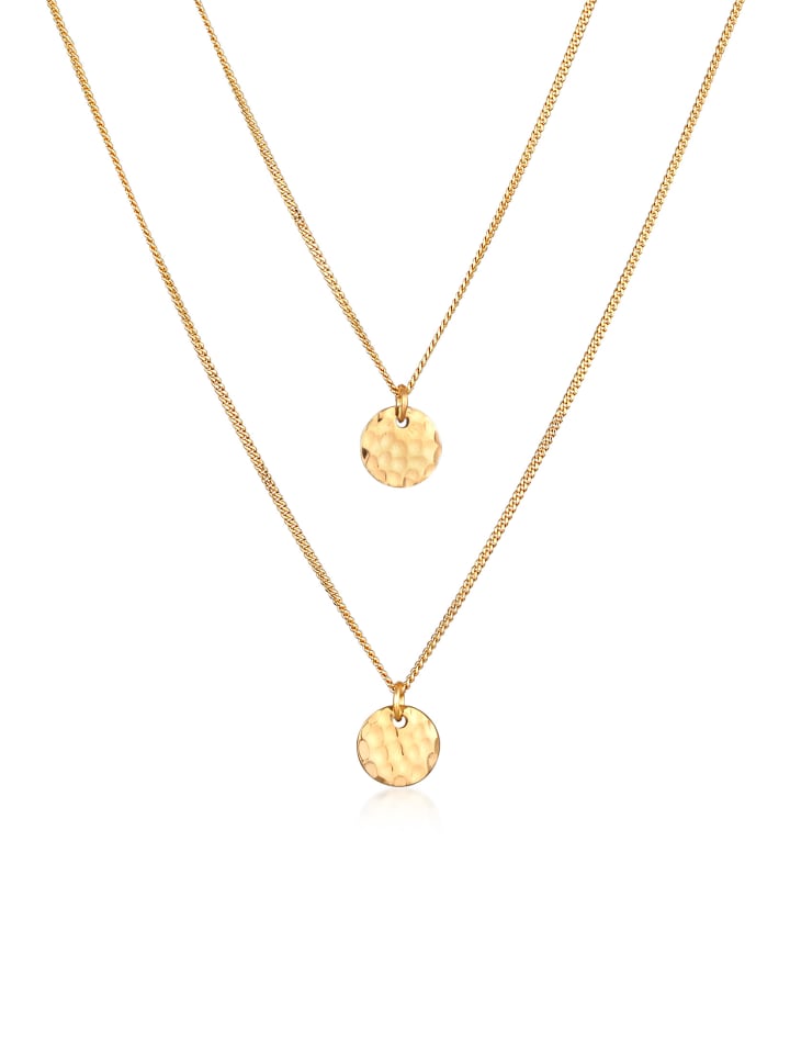 Halskette 925 Sterling Silber Plättchen in Gold
