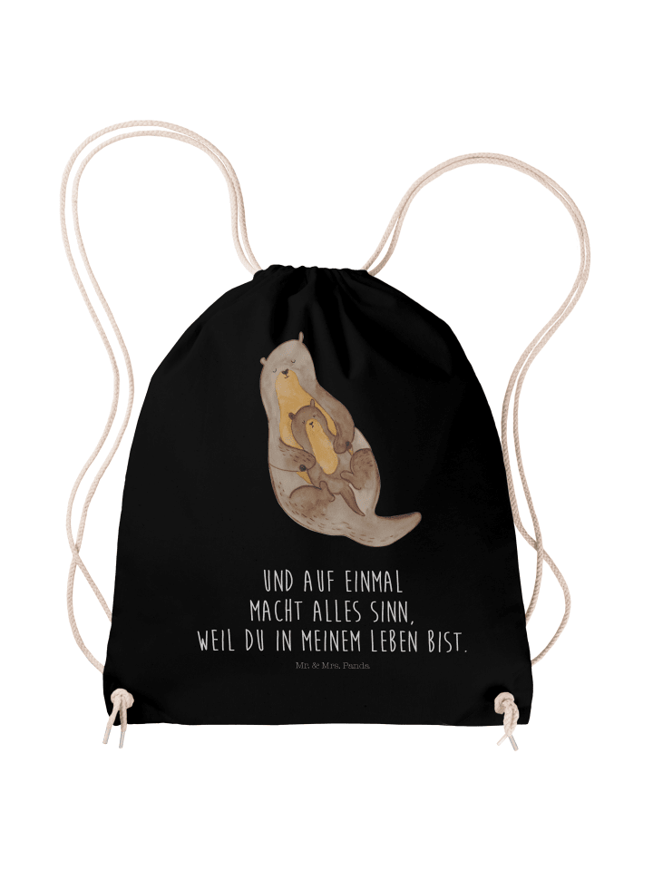 Jutebeutel Otter Kind mit Spruch in Schwarz