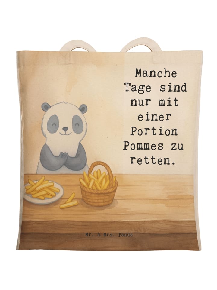 Beuteltasche Panda Pommes Gebet Design mit Spruch in Weiß