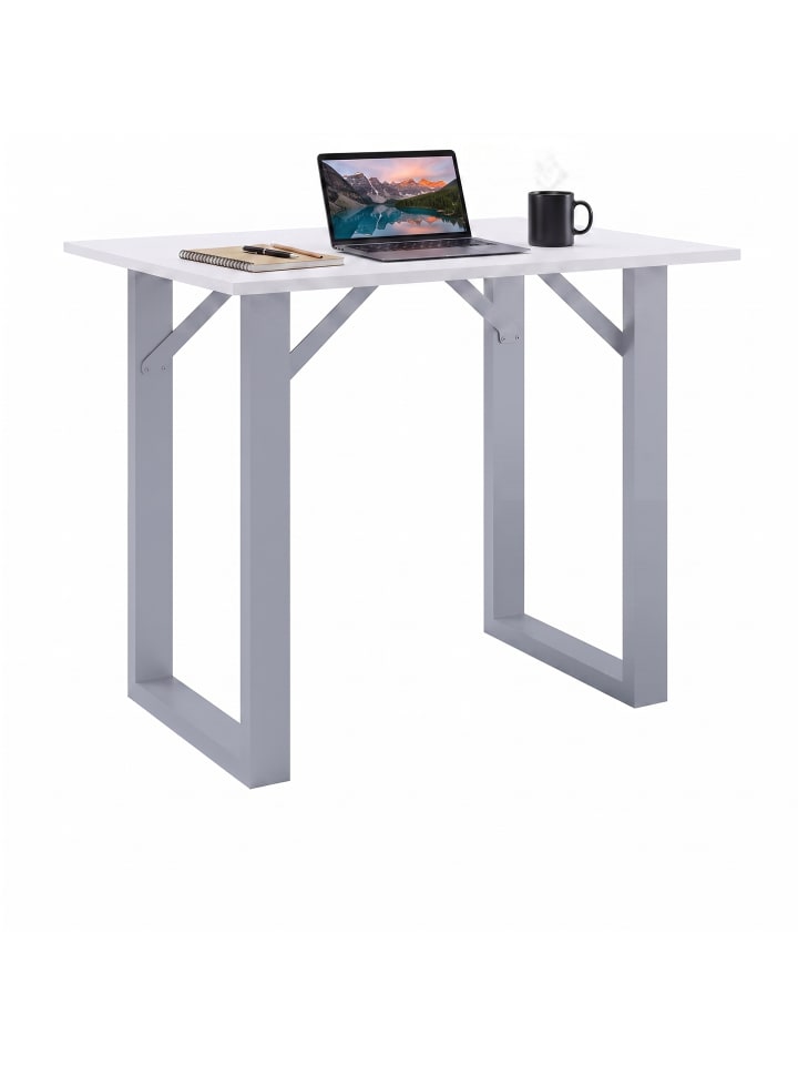 Holz Bartisch Stehtisch Tisch Tresen Xona 110x50cm in Silber / Weiß