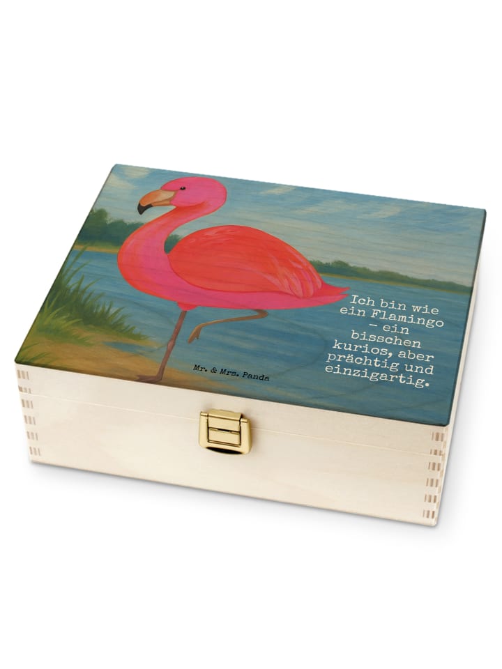 Teebox Flamingo Classic Design mit Spruch in Weiß