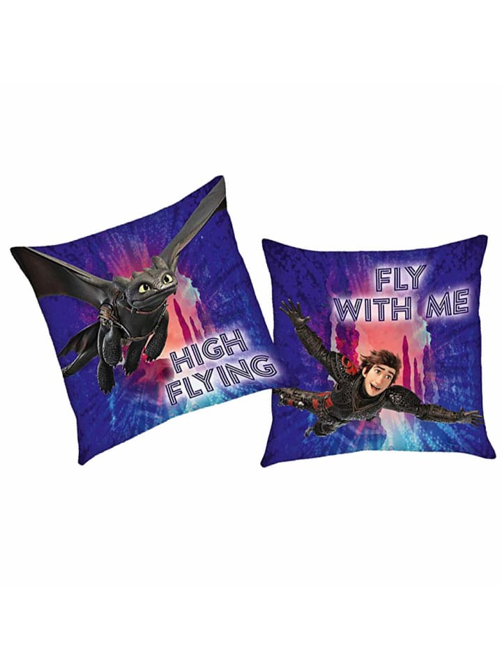 Flieg mit Mir | Kinder Deko-Kissen 40 x 40 cm | DreamWorks Dragons
