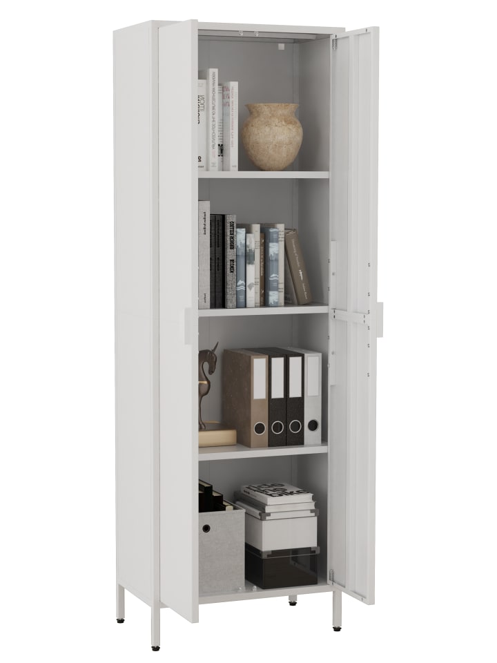Stahl Schrank Büroschrank Dielenschrank Flokas XL in Weiß