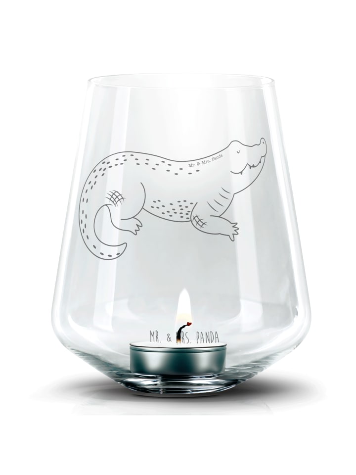 Glas Windlicht Krokodil ohne Spruch in Transparent