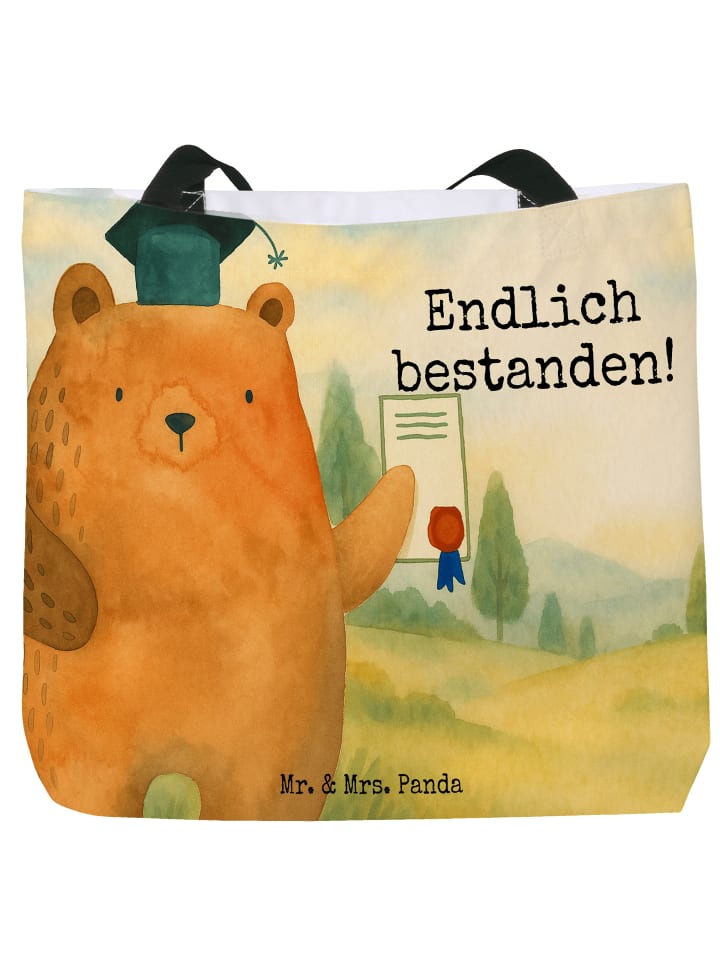 Tasche Bär Prüfung Design mit Spruch in Weiß