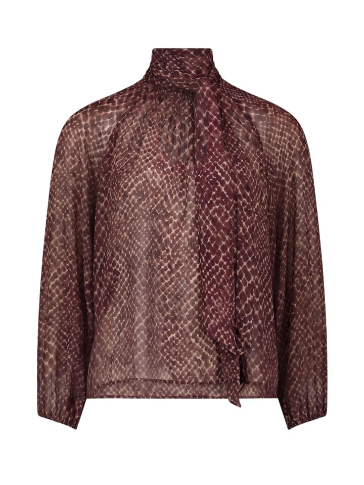 Schluppenbluse mit Print. in Grey/Brown