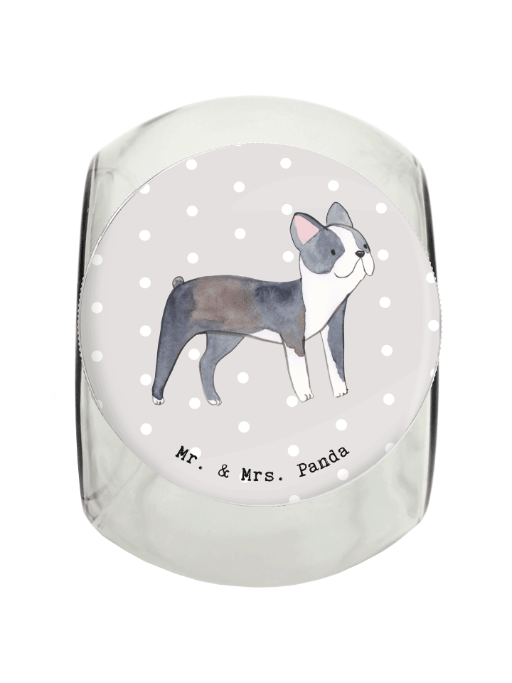 Leckerli Glas Boston Terrier Moment ohne Spruch in Grau Pastell