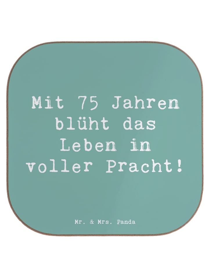 Tischschoner Spruch 75. Geburtstag Blüte mit Sp... in Meeresbrise