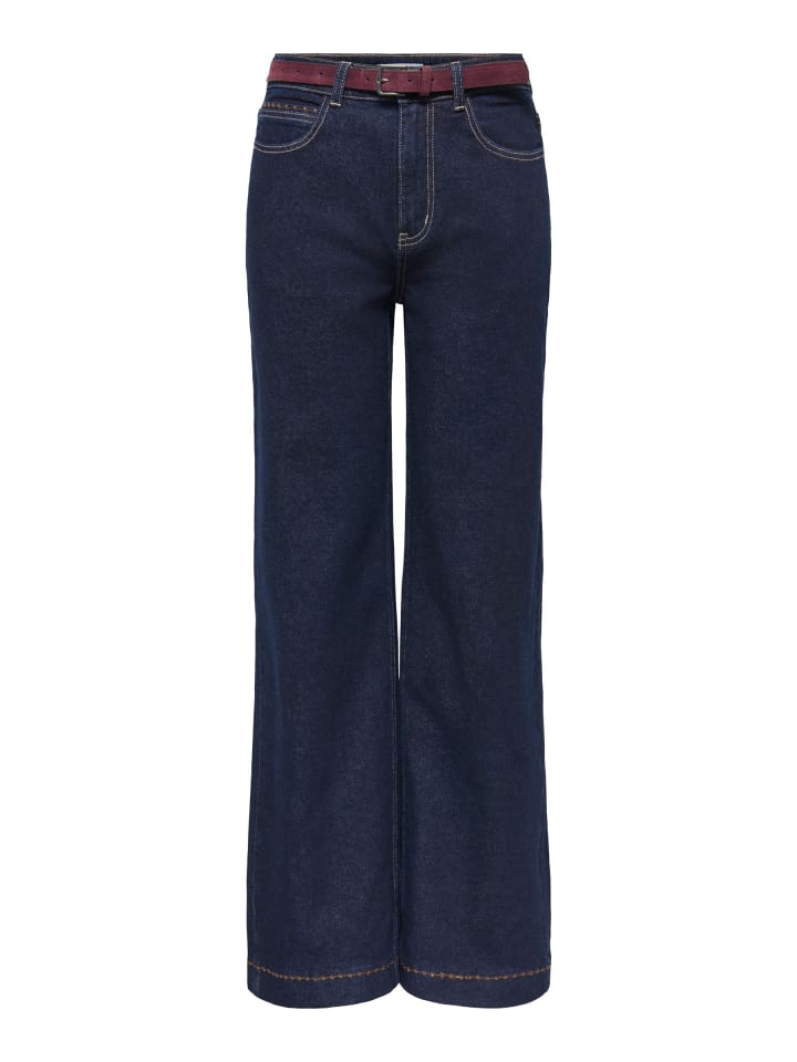 Jeans mit weitem Bein in Dark Blue Denim