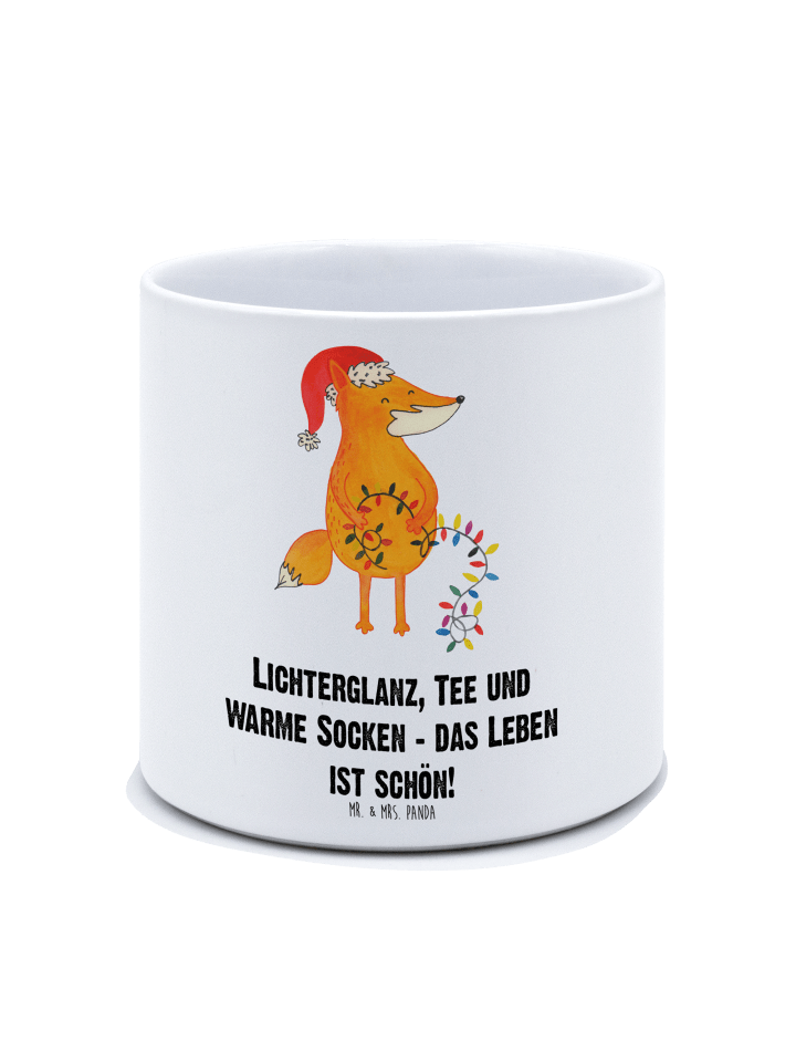 Blumentopf Fuchs Weihnachten mit Spruch in Weiß