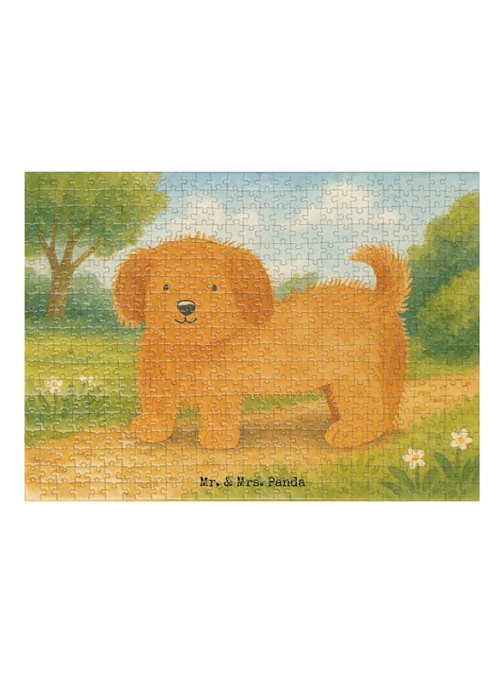 Puzzle Hund Flauschig Design ohne Spruch in Weiß