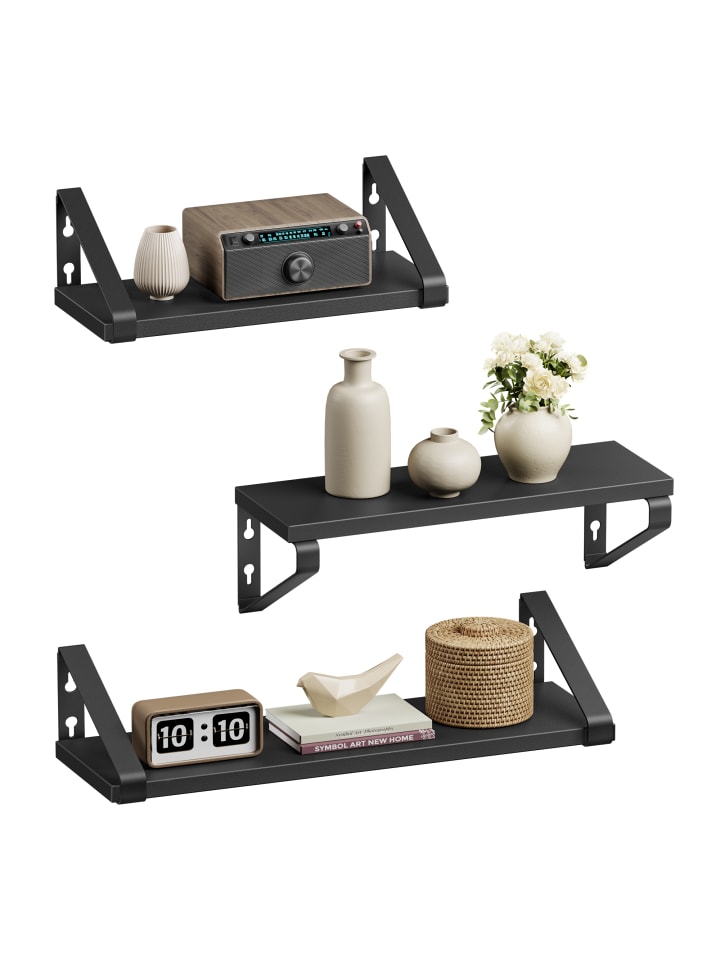 Wandregal Barnet-old in Schwarz - (B)12 x (H)11 x (T)40 cm