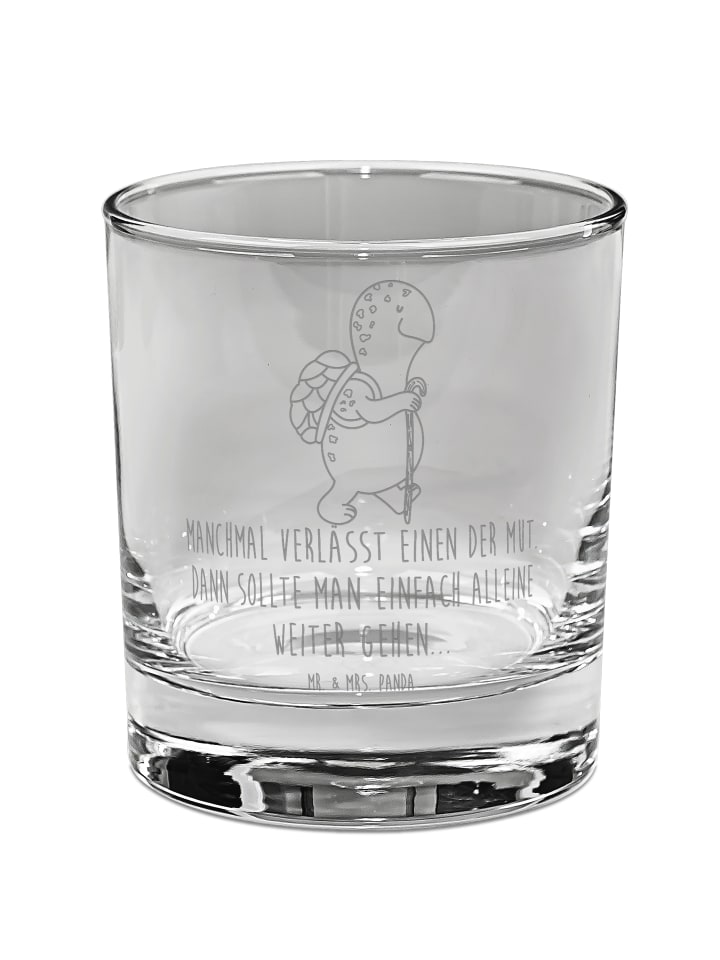 Glas Schildkröte Wanderer mit Spruch in Transparent