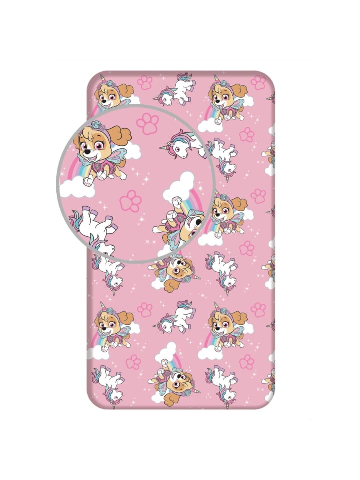 Spannbettuch Baumwollbettlaken mit Skye für Kinderbett (90x200+25 cm) in Rosa