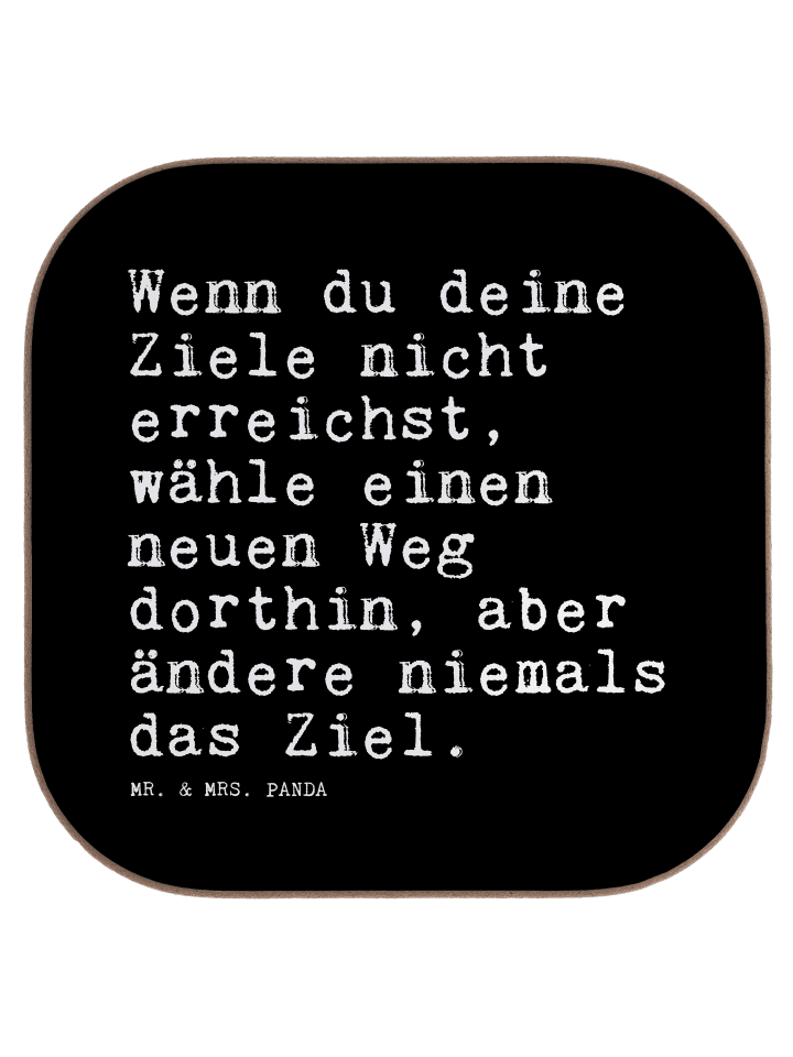 Glas-Untersetzer Wenn du deine Ziele... mit Spruch in Schwarz