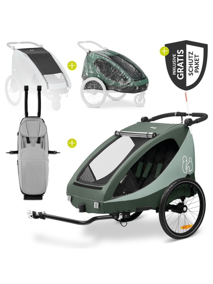 2in1 Fahrradanhänger Sparset Dryk Duo in gruen