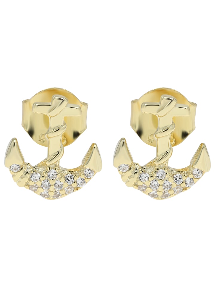 Damen Ohrringe – Ohrstecker aus 925 Silber mit Zirkonia in gold