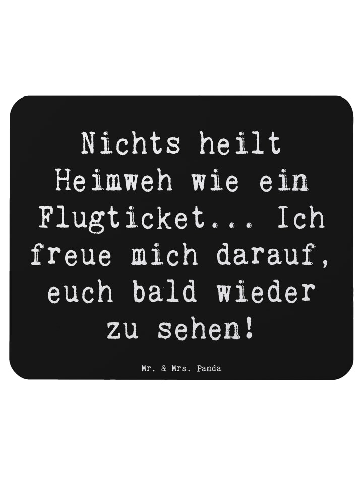 Mouse-Pad Spruch Heimweh Ticket mit Spruch in Schwarz