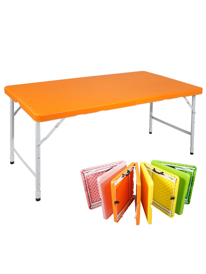 Gartentisch in Orange 25 cm höhenverstellbar 135 kg Tragkraft für Camping