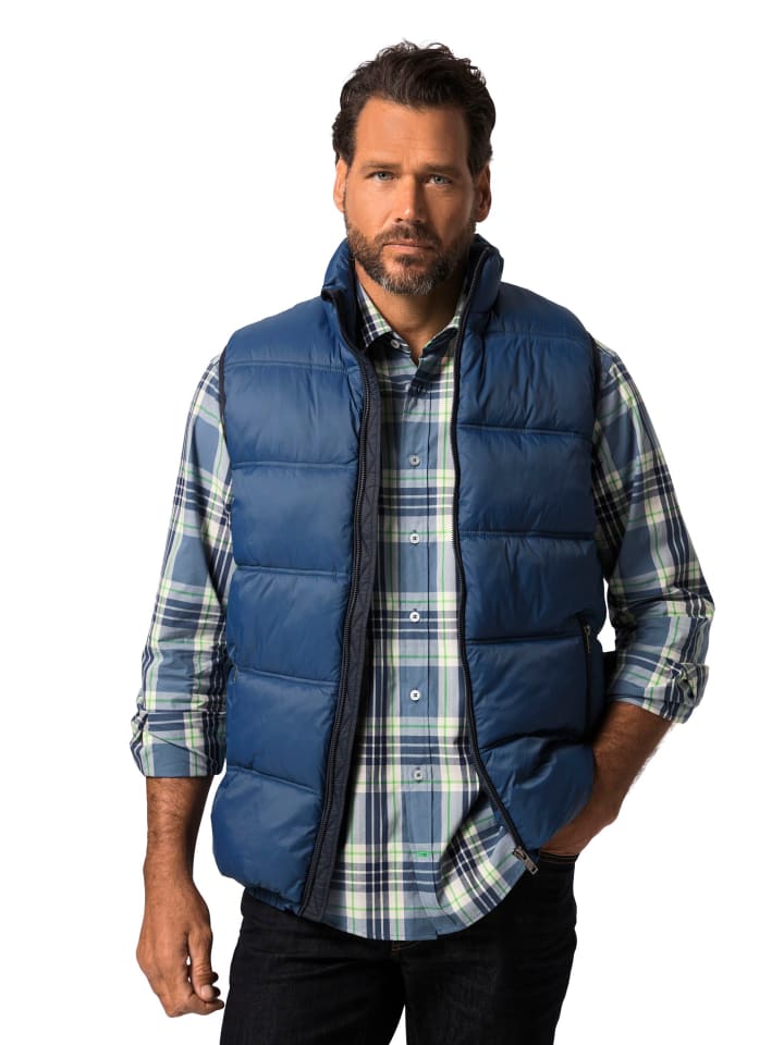 Steppweste in blue denim