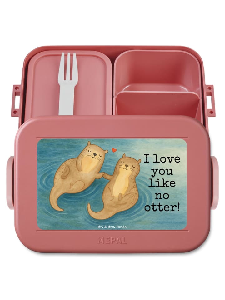 Bentobox Otter Hände halten Design mit Spruch in Rot Pastell
