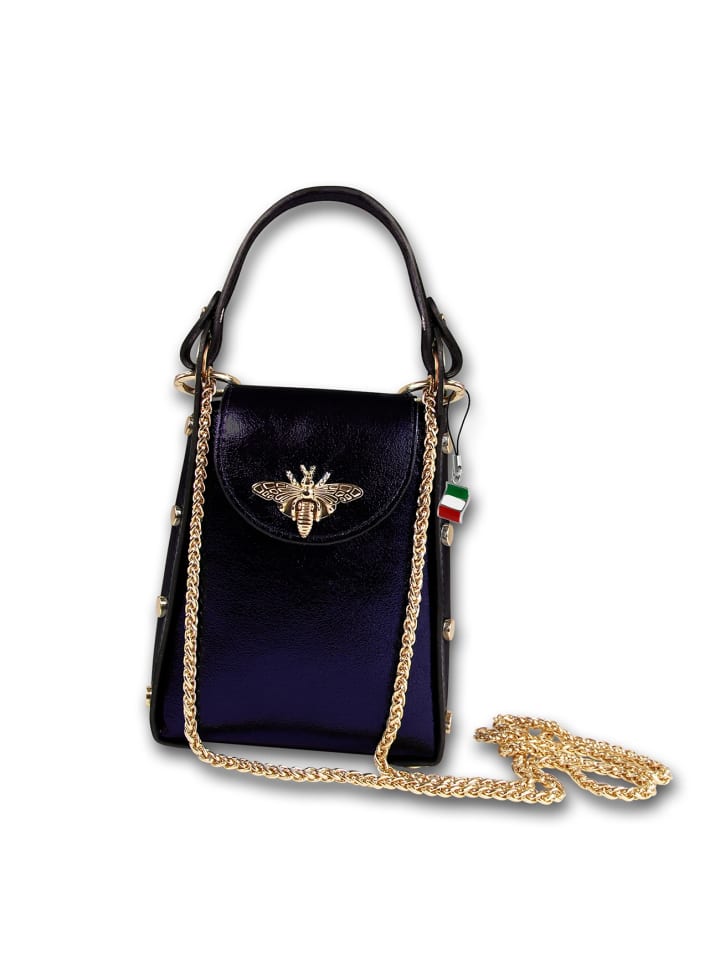 Leder Umhängetasche Florence Tasche lila ca. 13cm