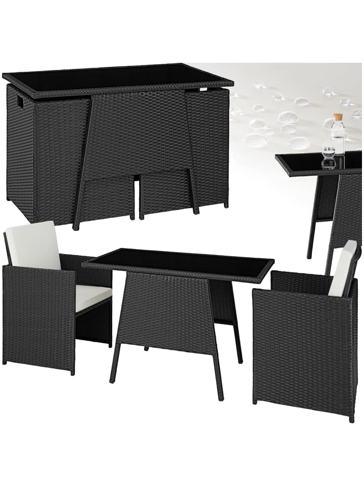 Rattan Gartenlounge für 2 Personen, zusammenschiebbar